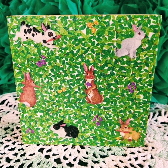 HAND CRAFTED EASTER MINI WOOD SIGN/TIERED TRAY DECOR/BUNNY RABBIT HOME DECOR - Picture 1 of 3